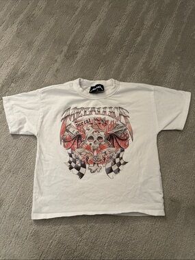 Graphic Tee - White with Red & Black Skull Design